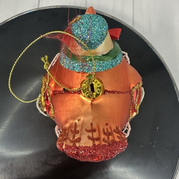Chicken Hen Red Heels Kitschy Glass Christmas Tree Ornament 5" - Picture 7 of 16